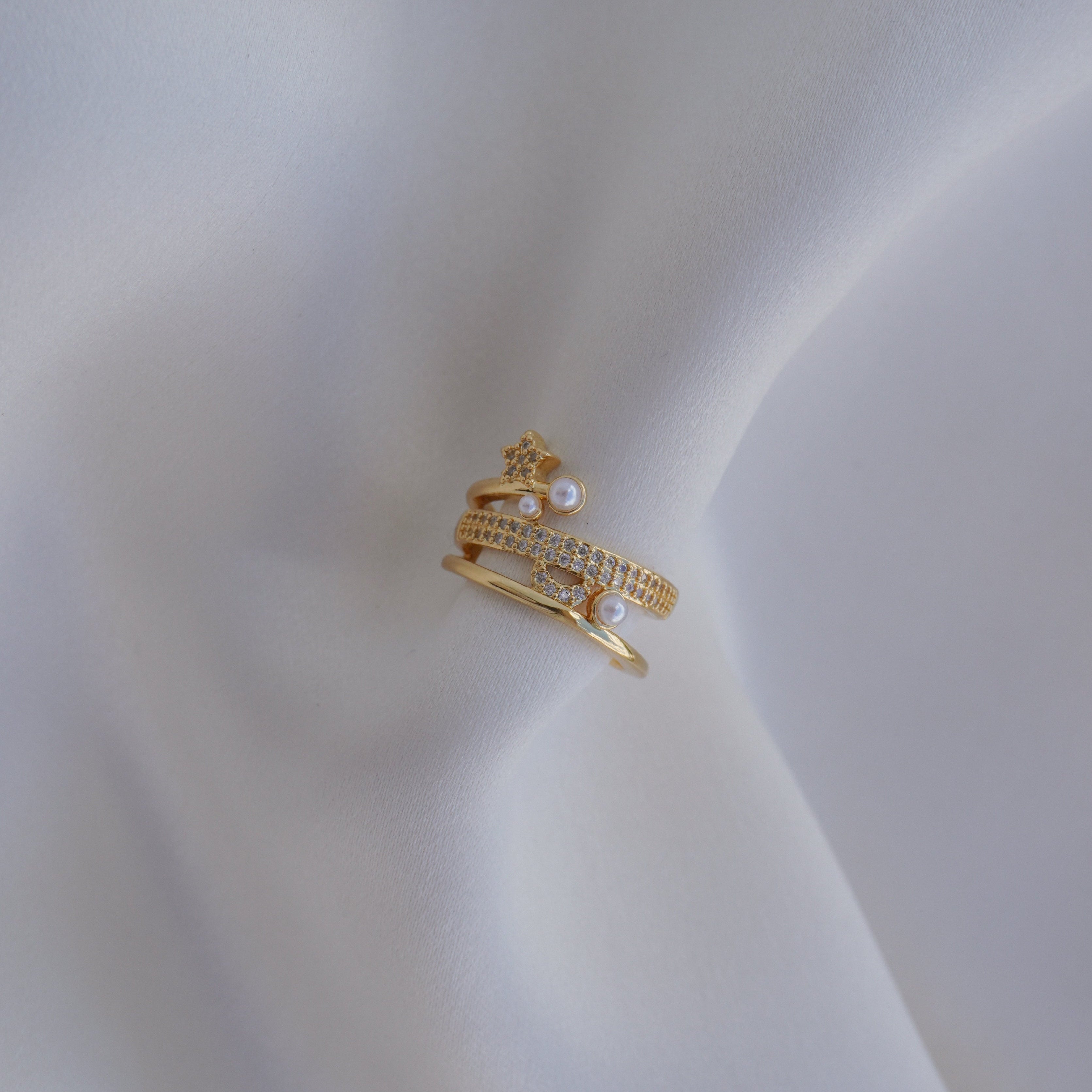 Star & moon ear cuff